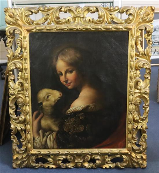 Manner of Onorio Marinari (1627-1715) St Agnes and Lamb 25.5 x 20.5in.